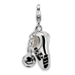 Sterling Silver 3-D Enameled Soccer Shoe and Soccer Ball With Lobster Clasp Charm