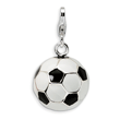 Sterling Silver Enamel Soccer Ball With Lobster Clasp Charm