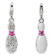 Sterling Silver 3-D Enameled Bowling Pin With Lobster Clasp Charm