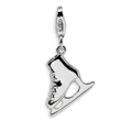 Sterling Silver 3-D Ice Skate With With Lobster Clasp Charm