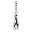 Sterling Silver Enameled Bowling Pin With Lobster Clasp Charm