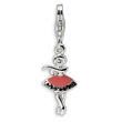 Sterling Silver Polished & Enamel Ballerina With Lobster Clasp Charm