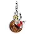 Sterling Silver 3-D Enameled Pina Colada With Lobster Clasp Charm