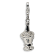 Sterling Silver 3-D Cubic Zirconia Champagne in Ice Bucket With Lobster Clasp Charm