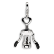 Sterling Silver Enameled Cork Screw With Lobster Clasp Charm