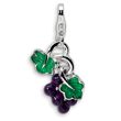 Sterling Silver 3-D Enameled Grapes With Lobster Clasp Charm