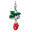 Sterling Silver 3-D Enameled Strawberry With Lobster Clasp Charm