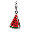 Sterling Silver 3-D Enameled Watermelon Wedge With Lobster Clasp Charm