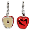 Sterling Silver 3-D Enameled Apple Half With Lobster Clasp Charm