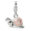 Sterling Silver Enamel Pink Snail With Lobster Clasp Charm