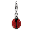 Sterling Silver 3-D Enameled Lady Bug With Lobster Clasp Charm