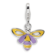 Sterling Silver Enameled Bee With Lobster Clasp Charm