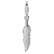 Sterling Silver 3-D Polished Feather With Lobster Clasp Charm