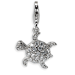 Sterling Silver Cubic Zirconia Sea Turtle With Lobster Clasp Charm