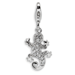 Sterling Silver Cubic Zirconia Lizard With Lobster Clasp Charm