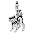 Sterling Silver Scary Cat With Lobster Clasp Charm