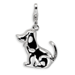 Sterling Silver 3-D Polished & Enameled Dog With Lobster Clasp Charm