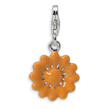 Sterling Silver Yellow Enameled Flower With Lobster Clasp Charm
