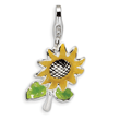Sterling Silver 3-D Enameled Sunflower With Lobster Clasp Charm