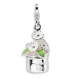 Sterling Silver 3-D Enameled Thank You Flowers With Lobster Clasp Charm