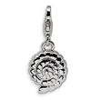 Sterling Silver Polished Shell With Lobster Clasp Charm