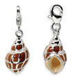 Sterling Silver 3-D Enameled Shell With Lobster Clasp Charm