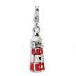 Sterling Silver Enamel Swarovski Crystal Lighthouse With Lobster Clasp Charm