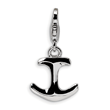 Sterling Silver 3-D Polished Anchor With Lobster Clasp Charm