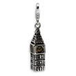 Sterling Silver 3-D Antiqued Big Ben With Lobster Clasp Charm
