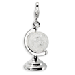 Sterling Silver 3-D Enameled Cracked Crystal Globe With Lobster Clasp Charm