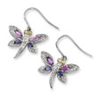 Sterling Silver & 14K Amethyst and Iolite and Diamond Dragonfly Earrings