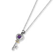Sterling Silver & 14K Gold Amethyst And Diamond Key Necklace
