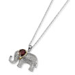 Sterling Silver & 14K Gold Garnet And Diamond Elephant Necklace