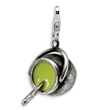 Sterling Silver 3-D Antiqued Enameled Witches Cauldron With Lobster Clasp Charm