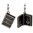 Sterling Silver 3-D Antiqued Spells Book With Lobster Clasp Charm