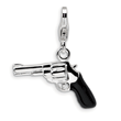 Sterling Silver 3-D Enameled Pistol With Lobster Clasp Charm