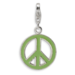 Sterling Silver Green Enameled Peace Symbol With Lobster Clasp Charm