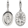 Sterling Silver Miraculous Medal With Lobster Clasp Charm