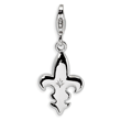 Sterling Silver Cubic Zirconia Polished Fleur De Lis With Lobster Clasp Charm