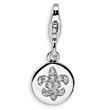Sterling Silver Cubic Zirconia Fleur De Lis Ornament With Lobster Clasp Charm