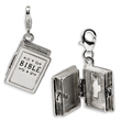 Sterling Silver 3-D Enameled Bible With Lobster Clasp Charm