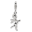 Sterling Silver 3-D Polished Angel With Lobster Clasp Charm