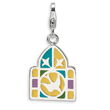Sterling Silver 3-D Enameled Stain Glass Window With Lobster Clasp Charm