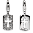 Sterling Silver Cubic Zirconia Cut-out Cross/Faith Clip-on With Lobster Clasp Charm