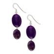 Sterling Silver Amethyst And Dark Purple Jade Earrings