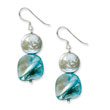Sterling Silver Light Blue Mother of Pearl & Fresh Water Cultured Pearl Earrings
