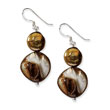 Sterling Silver Golden Brown Mother of Pearl & Freshwater Cultured Pearl Earrings