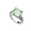 Sterling Silver & 14K Gold Green Amethyst and Diamond