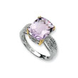 Sterling Silver & 14K Gold Light Amethyst And Diamond Ring