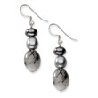 Sterling Silver Tourmalinated Quartz & Grey Freshwater Cultured Pearl Earrings